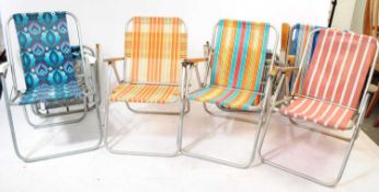 COLLECTION OF NINE VARIOUS VINTAGE SUN / DECK BEACH CHAIRS