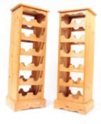 PAIR OF MODERN PINE WINE RACKS SHELVES