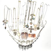 COLLECTION OF VINTAGE & LATER NECKLACES & HAIR COMBS