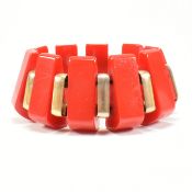 1930S ART DECO BAKELITE WEDGE STRETCH LINK CUFF BRACELET
