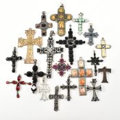 COLLECTION OF 20TH CENTURY CROSS NECKLACE PENDANTS