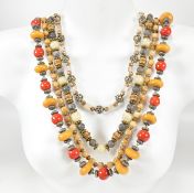 FOUR BEADED NECKLACES