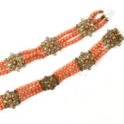 PAIR OF CORAL BEAD & FILIGREE BRACELETS