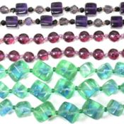 THREE ART DECO GLASS CUBE BEAD NECKLACES