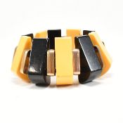 1930S ART DECO BAKELITE WEDGE STRETCH LINK CUFF BRACELET