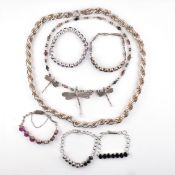 COLLECTION OF WHITE METAL & GEM SET JEWELLERY
