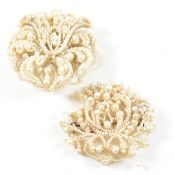 TWO 19TH CENTURY GEORGIAN SEED PEARL BROOCH PINS CIRCA 1820