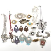 COLLECTION OF RESIN COATED FABRIC AND BEADED JEWELLERY