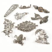 COLLECTION OF ART DECO & VINTAGE MARCASITE BROOCH PINS