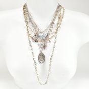 COLLECTION OF SILVER & GOLD TONE METAL NECKLACES