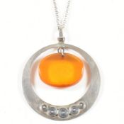 HALLMARKED SILVER & BALTIC AMBER PENDANT NECKLACE