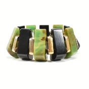1930S ART DECO BAKELITE WEDGE STRETCH LINK CUFF BRACELET
