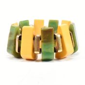 1930S ART DECO BAKELITE WEDGE STRETCH LINK CUFF BRACELET