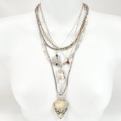 COLLECTION OF SILVER CHAINS & GEM SET PENDANT NECKLACES