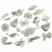 COLLECTION OF VINTAGE MARCASITE SET BROOCH PINS