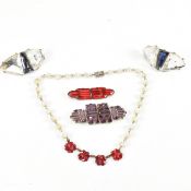 COLLECTION OF PASTE VAUXHALL GLASS & MOTHER OF PEARL JEWELLERY