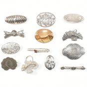 ASSORTED SILVER & WHITE METAL BROOCH PINS