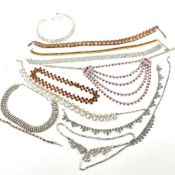 COLLECTION OF RHINESTONE NECKLACES & BRACELET