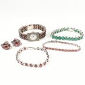 COLLECTION OF SILVER & GEM SET JEWELLERY