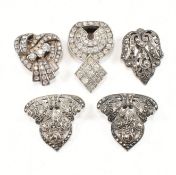 COLLECTION OF SILVER ART DECO DRESS CLIPS
