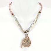 BARBARA ACTON BOND - CARVED NEPHRITE JADE PENDANT NECKLACE