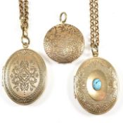 COLLECTION OF YELLOW METAL TONE LOCKET PENDANTS