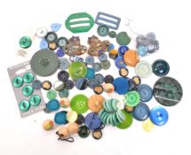 COLLECTION OF 20TH CENTURY VINTAGE GREEN & BLUE BUTTONS