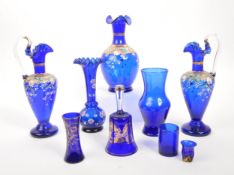 COLLECTION OF 19TH & 20TH CENTURY BRISTOL BLUE GLASS