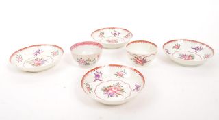 PAIR OF 20TH CENTURY CHINESE TEA BOWLS & FOUR SAUCERS