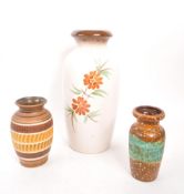 WEST GERMAN POTTERY - COLLECTION OF THREE CERAMIC VASES
