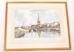 AFTER EDWARD WESSON - DOCKS WATERCOLOUR PRINT