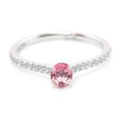 PLATINUM PINK STONE & DIAMOND RING