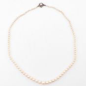 CULTURED PEARL NECKLACE WITH SILVER & MARCASITE CLASP