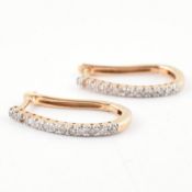 PAIR 9CT GOLD & DIAMOND HINGED HOOP EARRINGS
