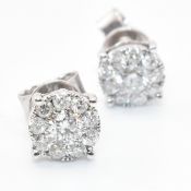 PAIR OF DIAMOND CLUSTER EARRINGS