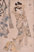 UTAGAWA KUNISADA - TWO PORTRAITS OF A LADY 歌川国贞 －女仕图 两幅