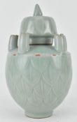 LONGQUAN CELADON 'FIVE TUBED' JAR AND COVER 龙泉窑五管罐