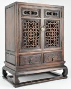 HUANGHULI WOOD OPEN WORK TABLE CABINET 黄花梨双门桌柜