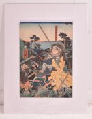 UTAGAWA YOSHIKAZU - BATTLE OF NAGASHIMA 歌川芳員 - 太平記長嶋合戦