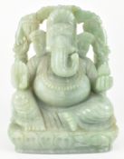 LARGE CARVED JADE MODEL OF GANESH 玉雕象神