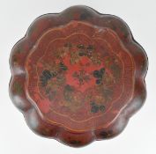 QING DYNASTY LOBED LACQUER BOX 清 瓜瓞绵绵 红漆盒