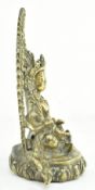 SMALL SINO TIBETAN BRASS FIGURE OF JAMBHALA 黄财神铜坐像