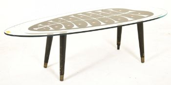 ITALIAN MID CENTURY GLASS & EBONISED WOOD LOW OCCASIONAL COFFEE TABLE