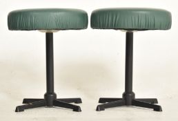PAIR OF RETRO 20TH CENTURY LEATHERETTE & METAL SWIVEL OFFICE STOOLS