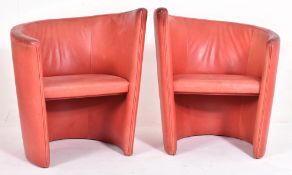 BRITISH MODERN DESIGN MID CENTURY LEATHER TUB ARMCHAIRS