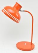 LUCO OF SWEDEN - VINTAGE 1970S ORANGE ENAMEL DESK LAMP