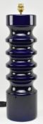 DOULTON - VINTAGE MID CENTURY HOOPED CERAMIC LAMP IN COBALT