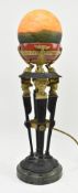 20TH CENTURY CAST IRON CERAMIC & SLATE NEO CLASSICAL TABLE LAMP
