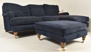 BRITISH MODERN DESIGN THREE SEATER SOFA AND OTTOMAN