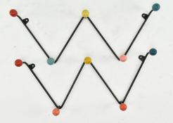 MATCHING PAIR OF 20TH CENTURY WIREWORK ATOMIC / SPUTNIK COAT HOOK RACKS